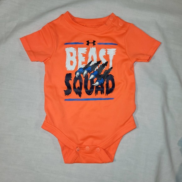 Under Armour Other - Under Armor 3-6 Months Onesie Bodysuit Beast Mode Short Sleeve Orange